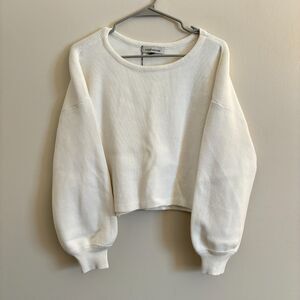 NWT Angel Maternity Sweater Crew Neck Cropped White - Womens Size Large